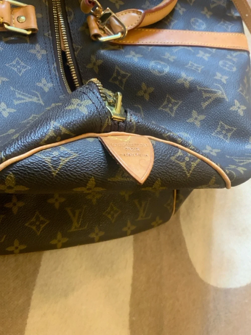 Louis Vuitton Brown Monogram Duffel with Natural Leather Trim